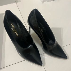 Black YSL Saint Laurent teddy 105 pumps closed toe heels with box and dust bag
